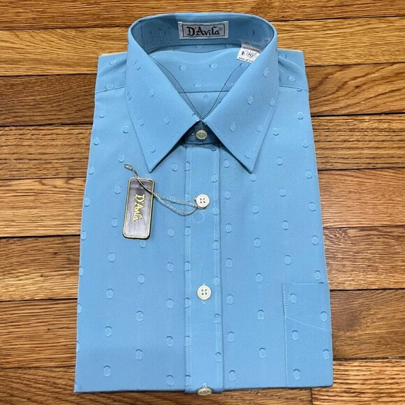 D'avila Mens Button Down Dress Shirt Size Medium Blue Vintage NWT NOS - Picture 1 of 4
